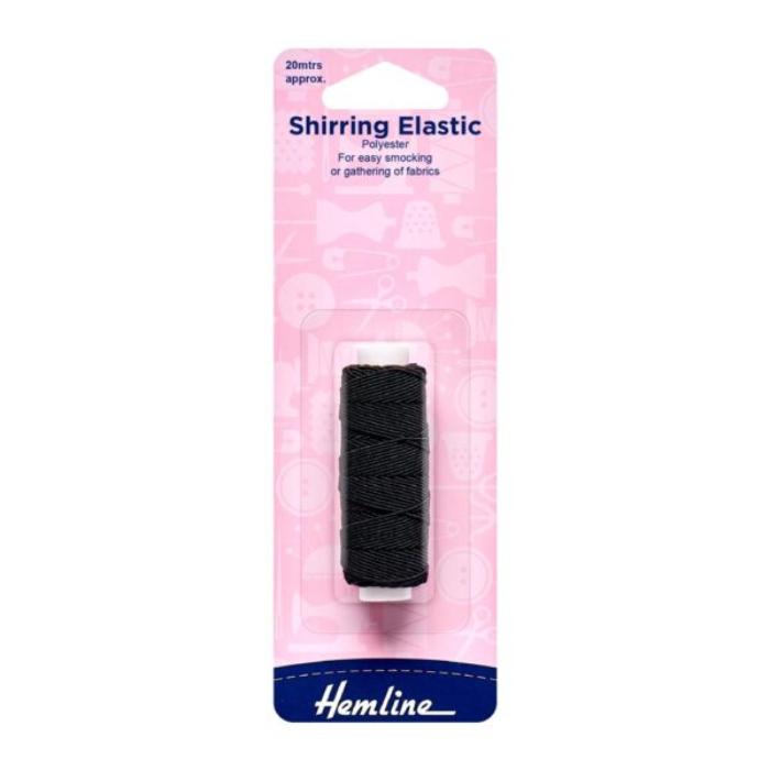 Hemline Elastic Shirring 0.75mm x 20m Black