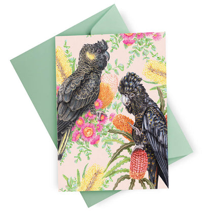 Black Cockatoos Greeting Card