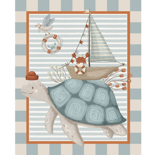 Turtle Sailor Cotton Panel | AHOY | Devonstone Collection