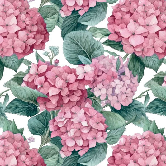 Noras Natives - Pink Hydrangea - 100% Cotton - Wideloads